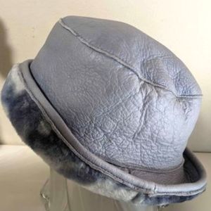 Designer Owen Barry Hand Made Blue Real Sheepskin Bucket Hat.